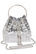 Clara Clear Pearl Stud Bucket Bag W/chain Tassel - Robbi & Angel