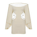 Clara Crossover Lace Up Cutout Off Shoulder Batwing Sleeve Dress - Robbi & Angel