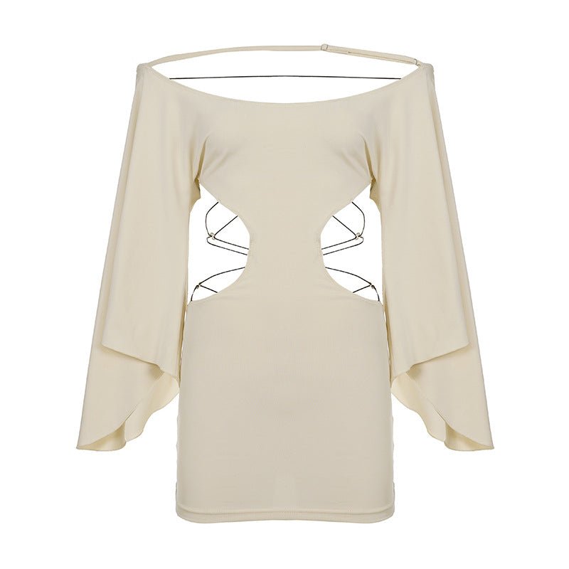Clara Crossover Lace Up Cutout Off Shoulder Batwing Sleeve Dress - Robbi & Angel