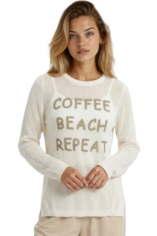 Coffee Beach Repeat Graphic Sweater - Robbi & Angel