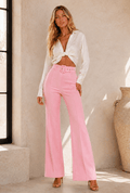 Colette High Waist Pants With Buckle Belt - Robbi & Angel