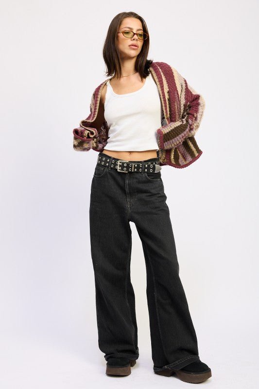 COLOR MIXED CARDIGAN TOP - Robbi & Angel