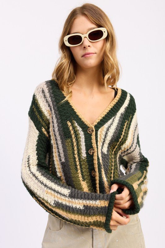 COLOR MIXED CARDIGAN TOP - Robbi & Angel