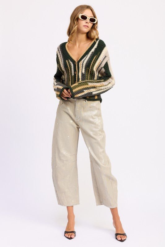 COLOR MIXED CARDIGAN TOP - Robbi & Angel