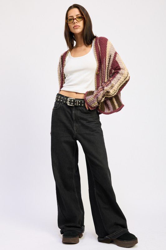 COLOR MIXED CARDIGAN TOP - Robbi & Angel