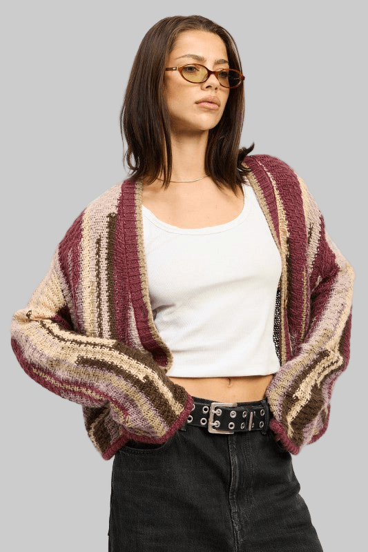 COLOR MIXED CARDIGAN TOP - Robbi & Angel