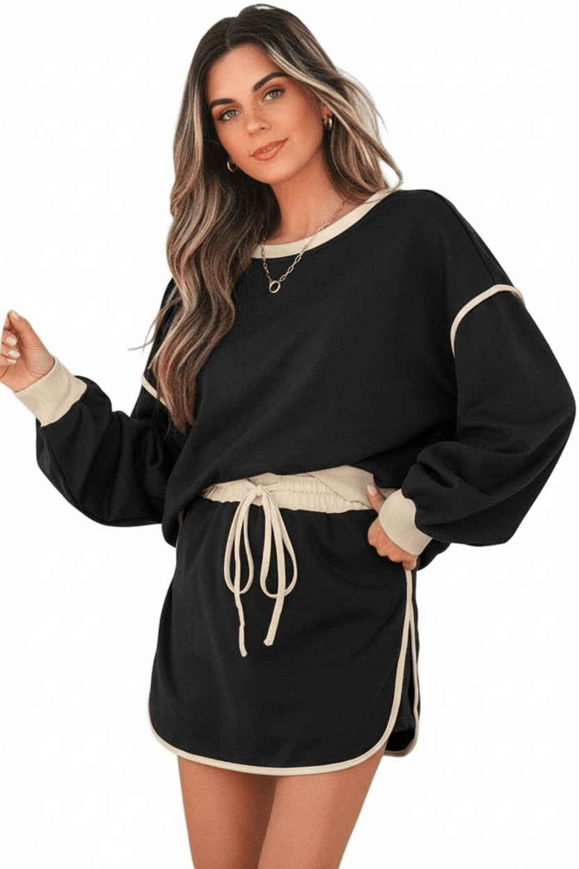 Colorblock Long Sleeve Top and Skort Set - Robbi & Angel