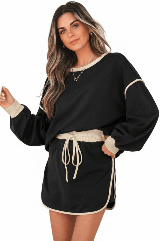 Colorblock Long Sleeve Top and Skort Set - Robbi & Angel