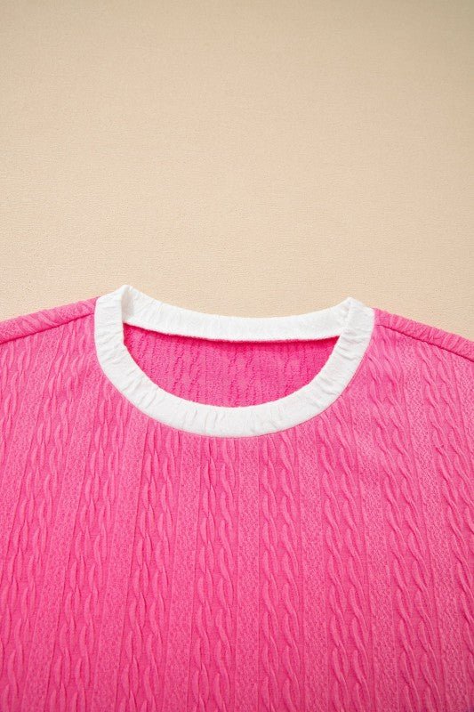 Colorblock Textured Tee & Drawstring Shorts Set - Robbi & Angel