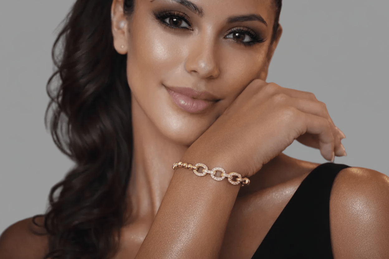 Connie Pave Chain - Link Beaded Bracelet - Robbi & Angel