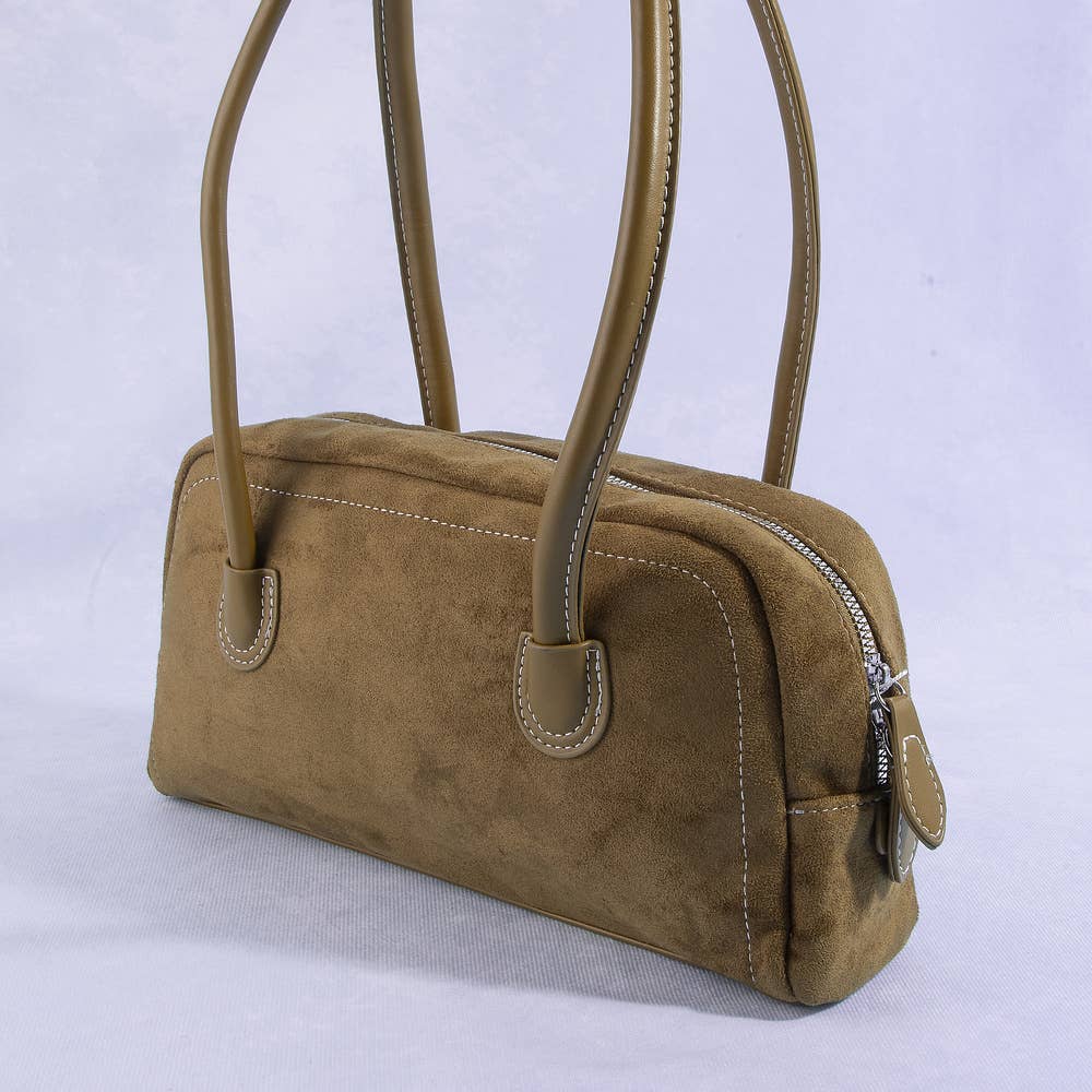 Connie Suede Bowler Bag With Double Handles - Robbi & Angel