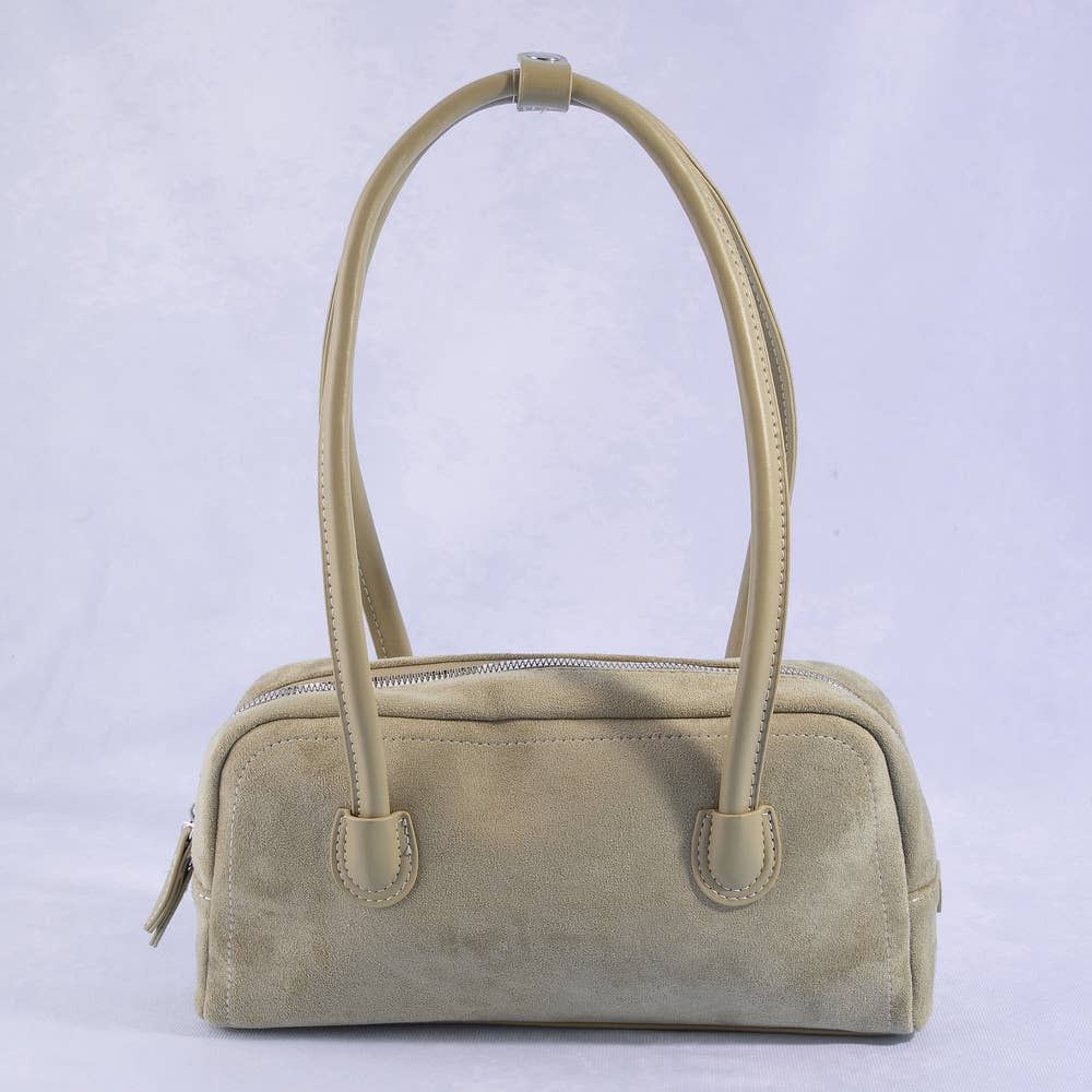 Connie Suede Bowler Bag With Double Handles - Robbi & Angel