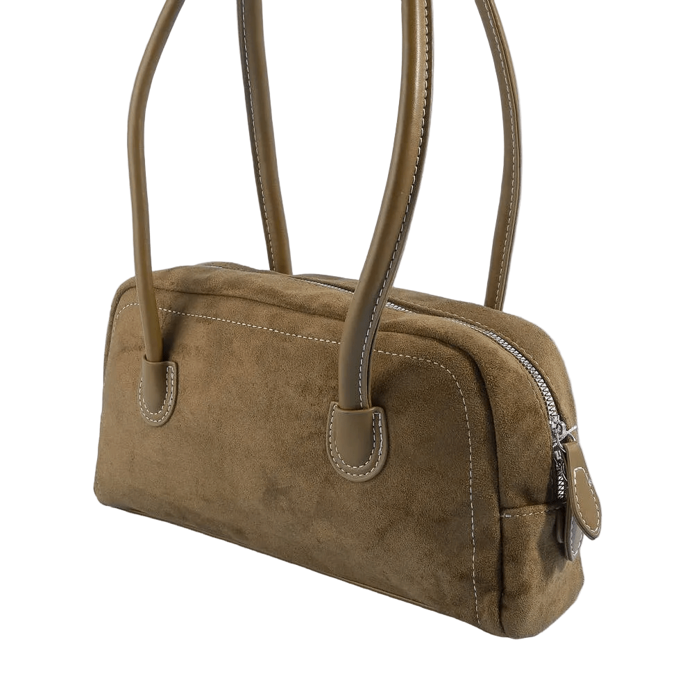 Connie Suede Bowler Bag With Double Handles - Robbi & Angel