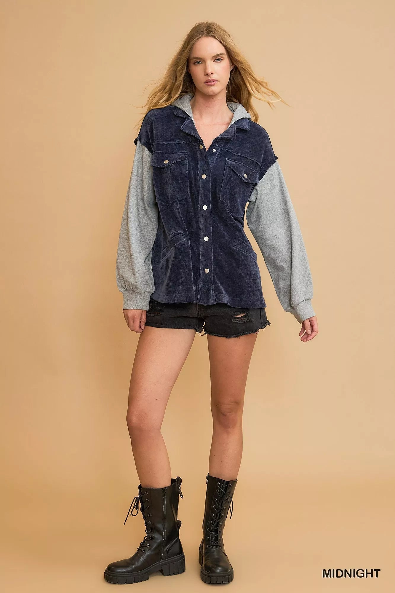 Contrast Hooded Chenille Jacket - Robbi & Angel