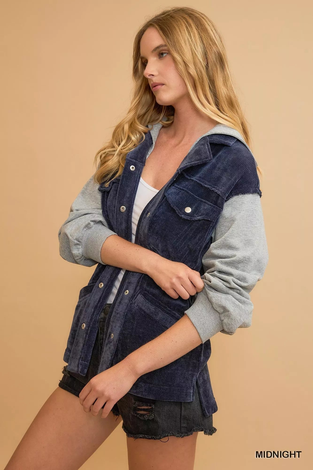 Contrast Hooded Chenille Jacket - Robbi & Angel