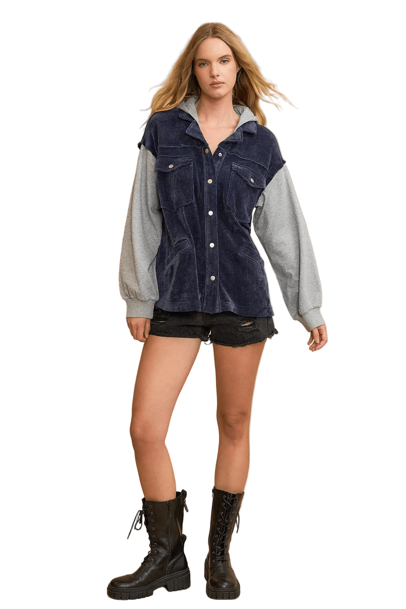 Contrast Hooded Chenille Jacket - Robbi & Angel