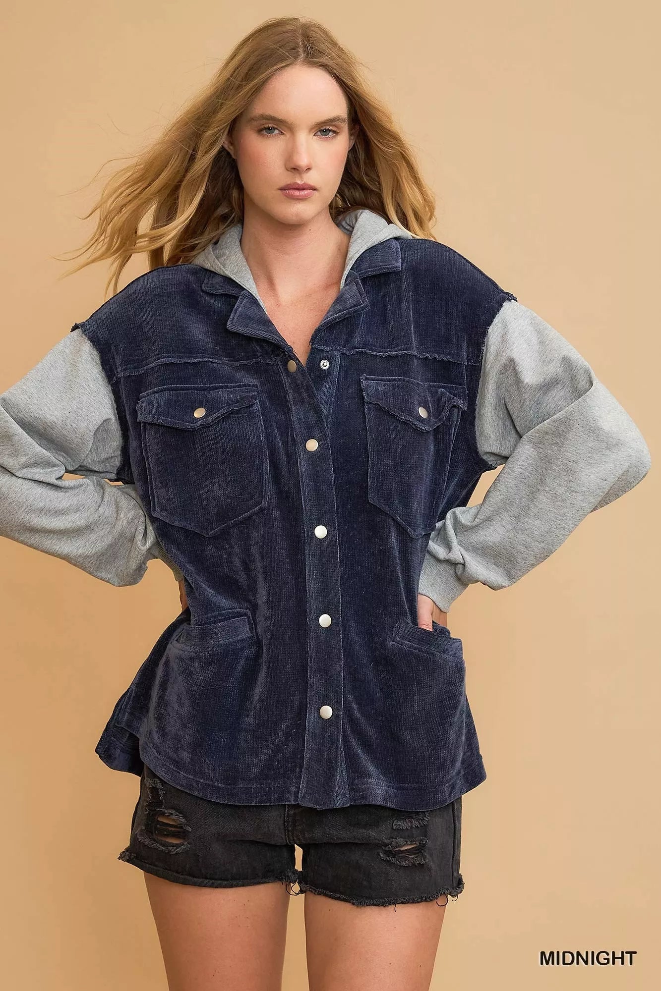 Contrast Hooded Chenille Jacket - Robbi & Angel