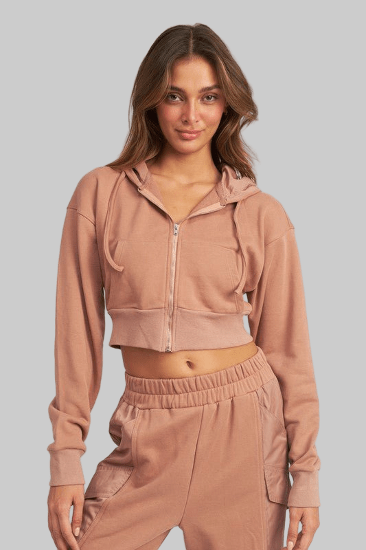 CONTRASTED ZIP UP HOODIE - Robbi & Angel