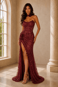 Corine Fit and Flare Strapless Matching Chocker Evening Gown - Robbi & Angel