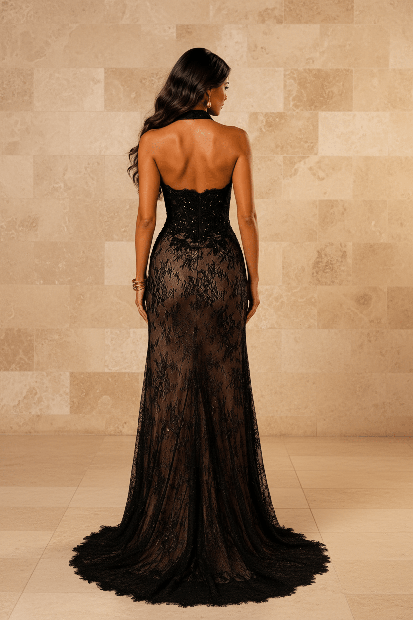 Corine Fit and Flare Strapless Matching Chocker Evening Gown - Robbi & Angel