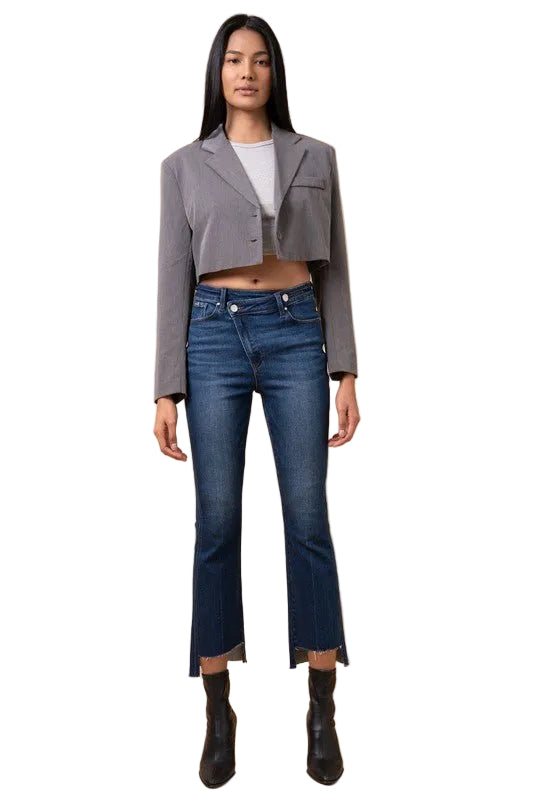 CROSSOVER STEP HEM CROP BOOT - Robbi & Angel