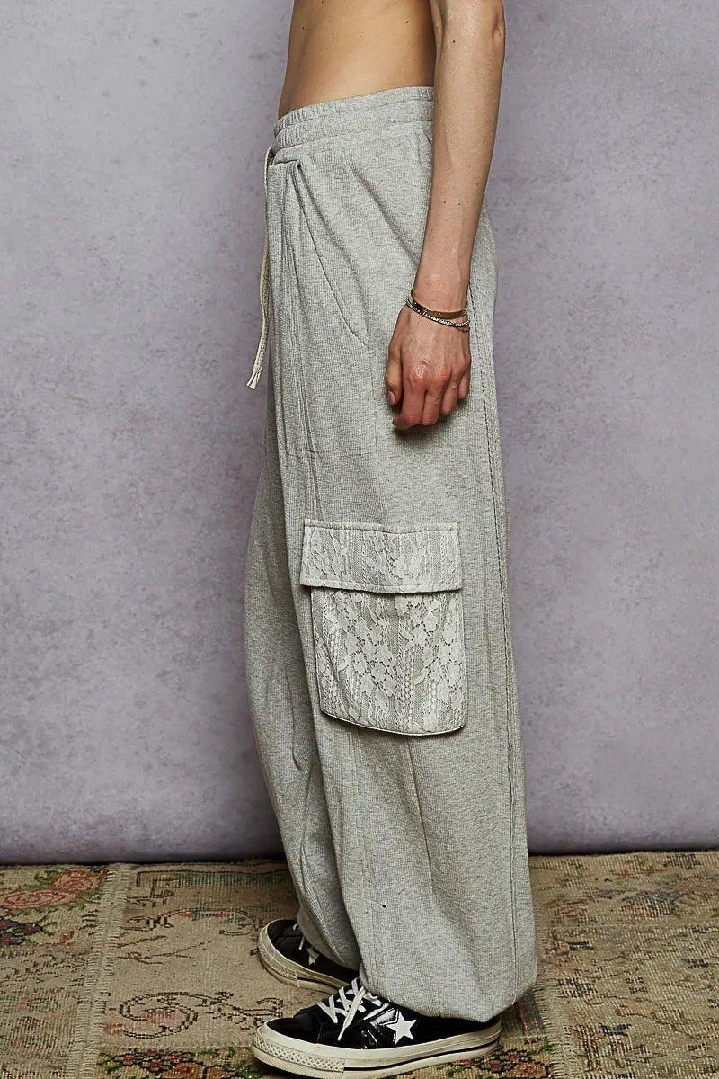 POL Drawstring Lace Cargo Pocketed Joggers - Robbi & Angel