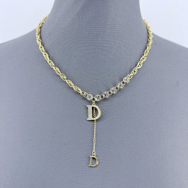 Gold or Silver Finish Rhinestones Initial D Neckla - Robbi & Angel