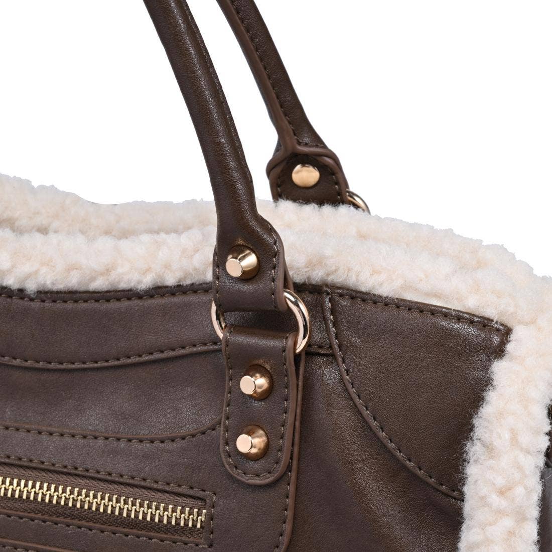 Seraphina Shearling Trim Satchel