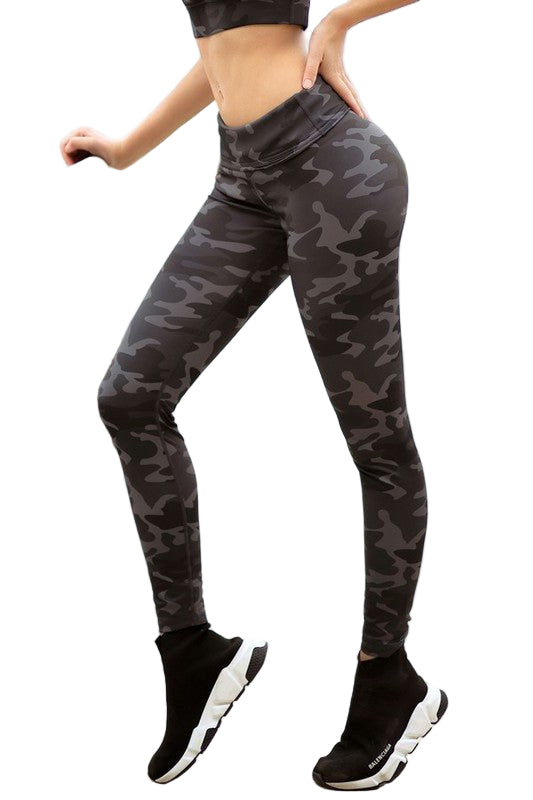 Dark Camo High Rise Activewear Leggings - Robbi & Angel