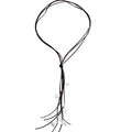 Darlene Dark Brown Boho Knotted Leather Cord Necklace w/ Pearl - Robbi & Angel