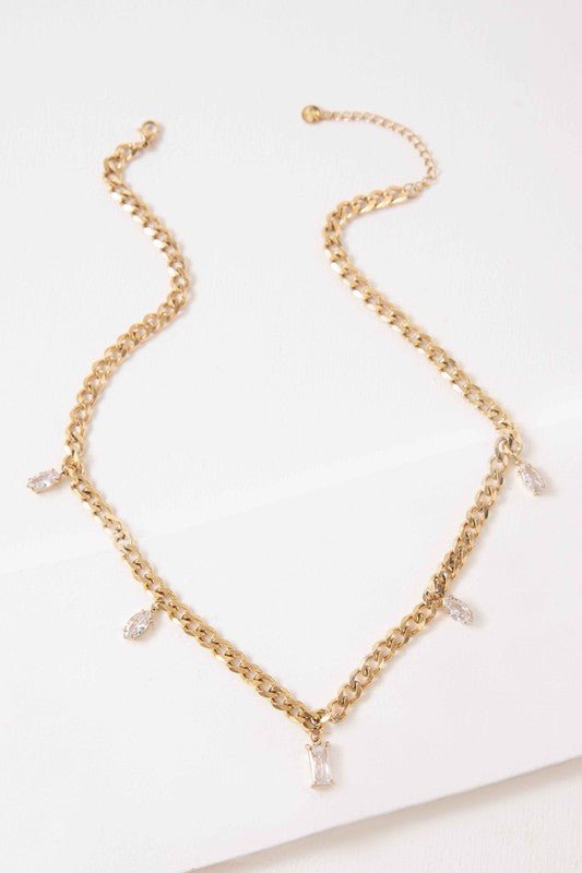 Mixed Stone Charm Necklace | Clear Gold - Robbi & Angel
