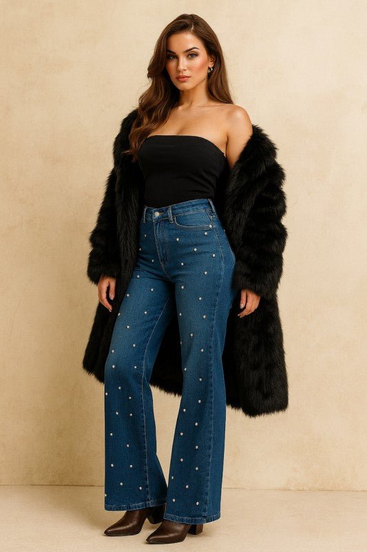 Wide Leg Jean with front studded detail - Robbi & Angel