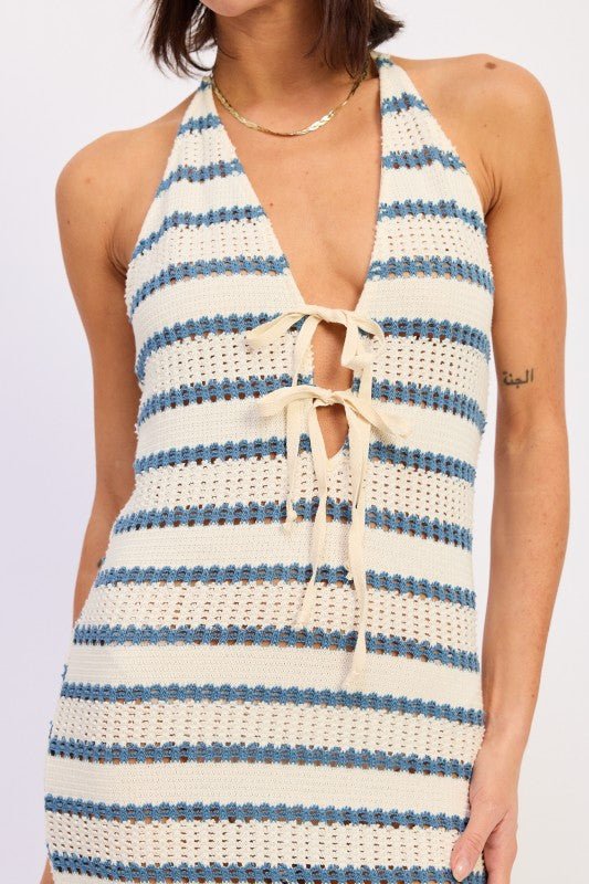 Deep V Halter Maxi Dress - Robbi & Angel