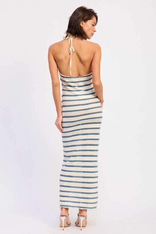 Deep V Halter Maxi Dress - Robbi & Angel