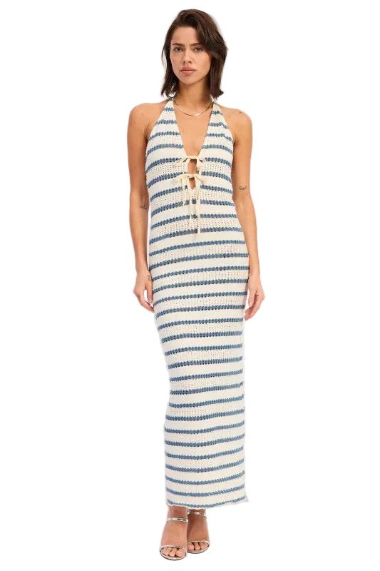 Deep V Halter Maxi Dress - Robbi & Angel