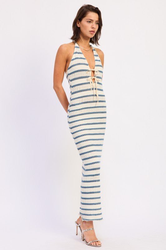 Deep V Halter Maxi Dress - Robbi & Angel