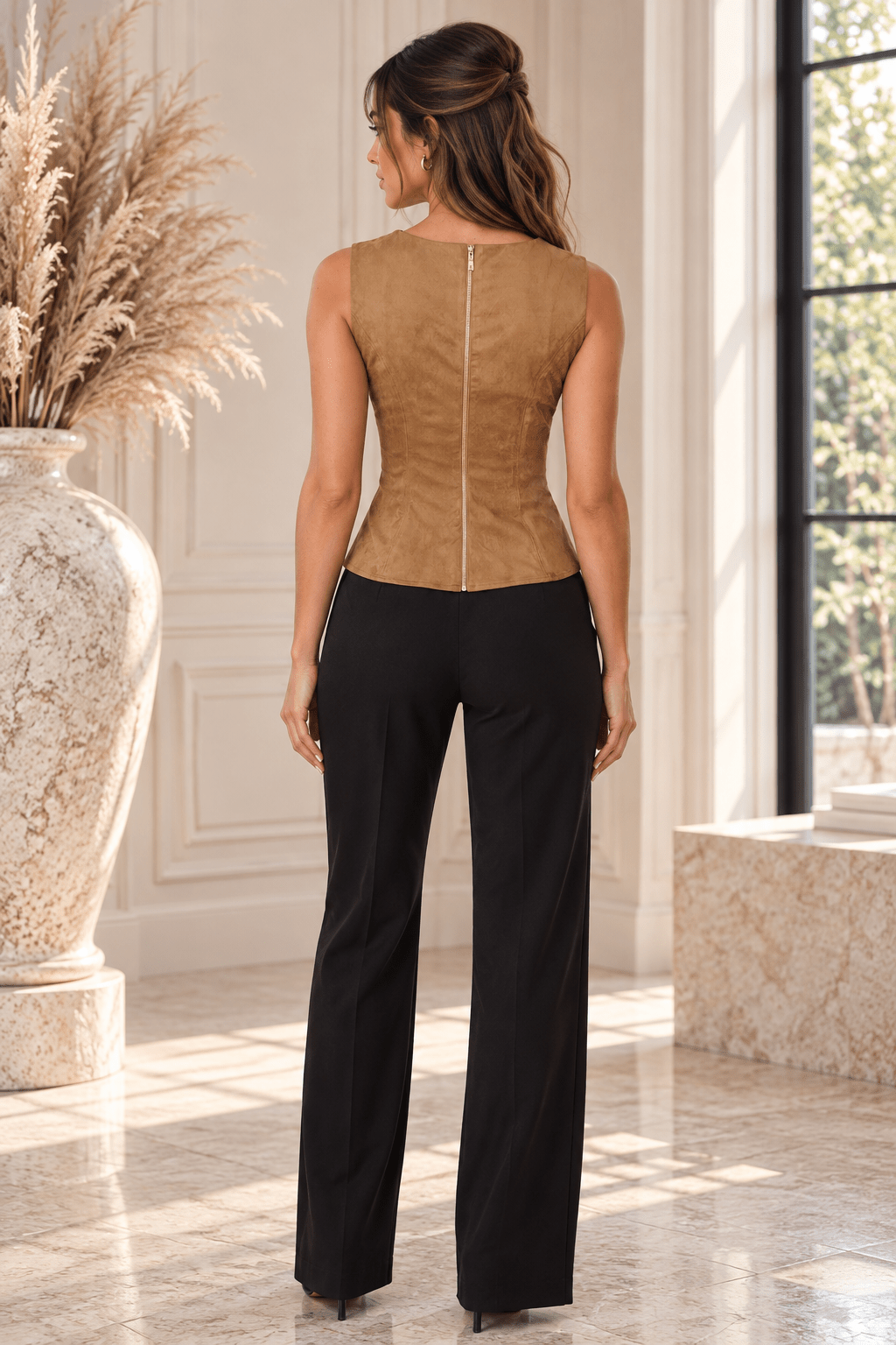 Demi Desert Mod Faux Suede Sleeveless Top - Robbi & Angel