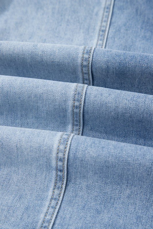 Denim Raw Hem Drawstring Wide Leg Pants - Robbi & Angel