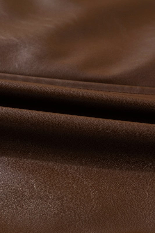 Leather Drawstring Hem Pocketed Jacket - Robbi & Angel