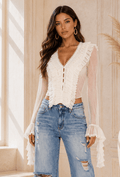 Dora Sweet Rapture Ruffle Mesh Blouse - Robbi & Angel