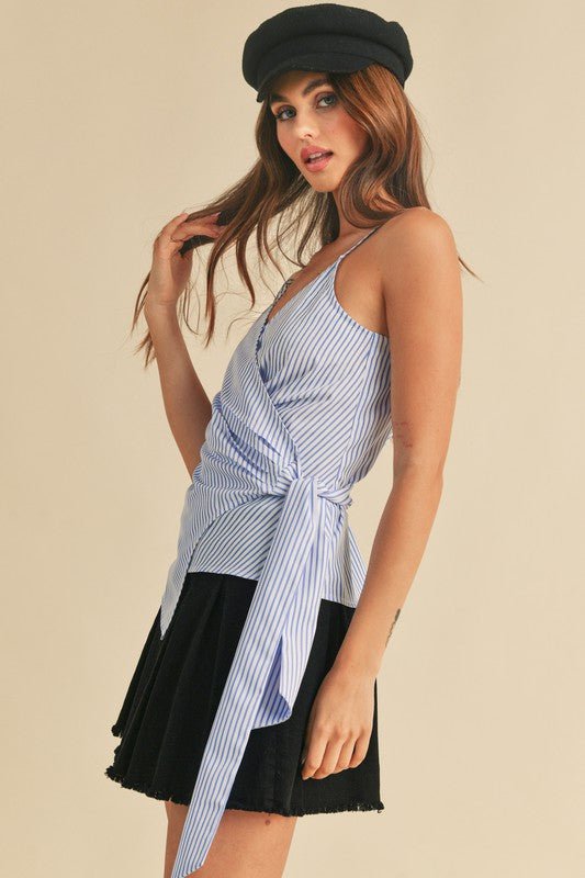 Aemi + Co Side Knotted Surplice Striped Cami - Robbi & Angel