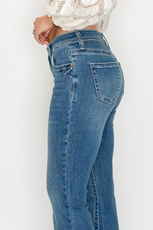 TUMMY CONTROL HIGH RISE SLIM FLARE JEANS - Robbi & Angel