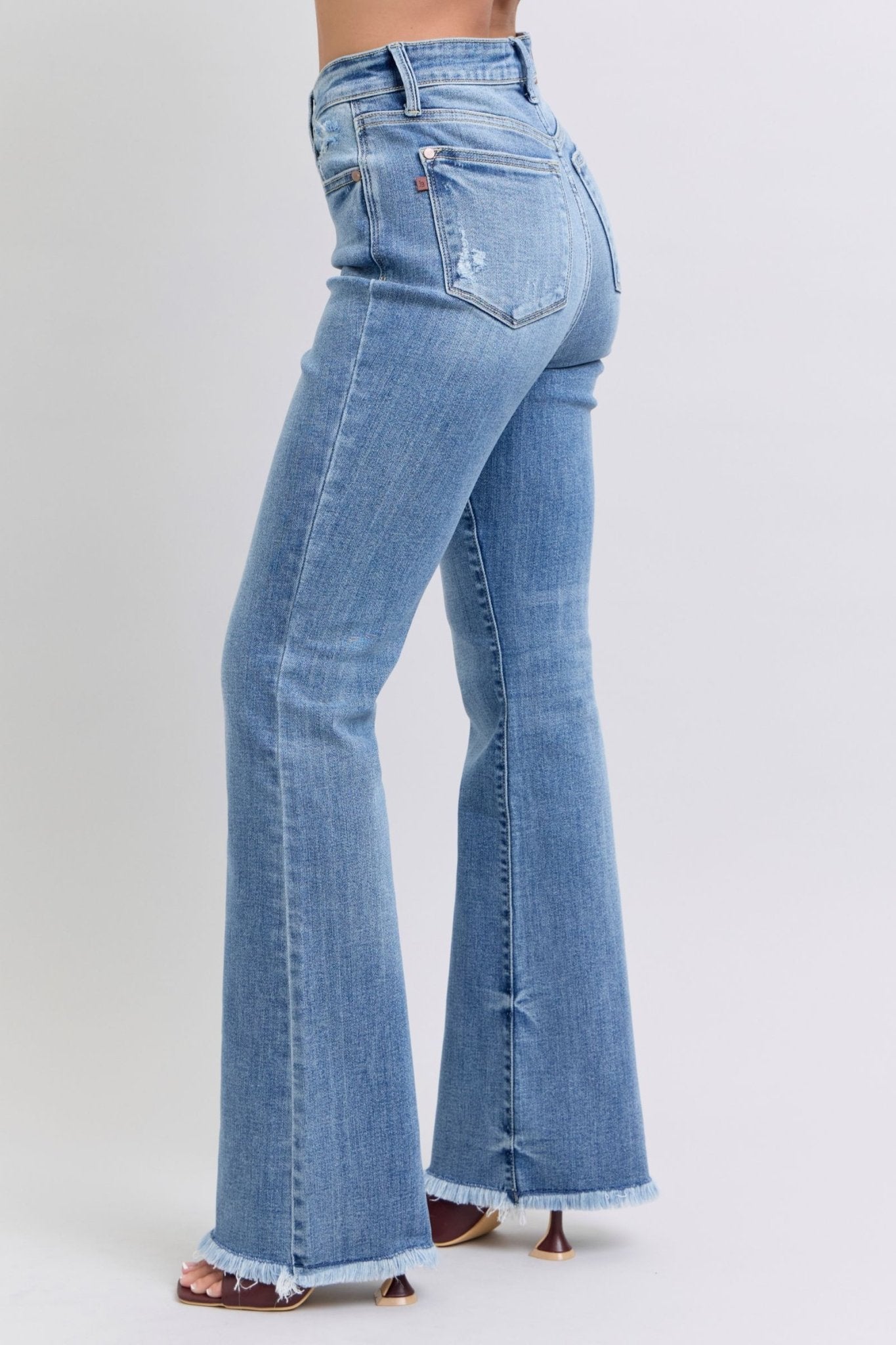 Judy Blue Full Size Raw Hem High Rise Bootcut Jeans - Robbi & Angel