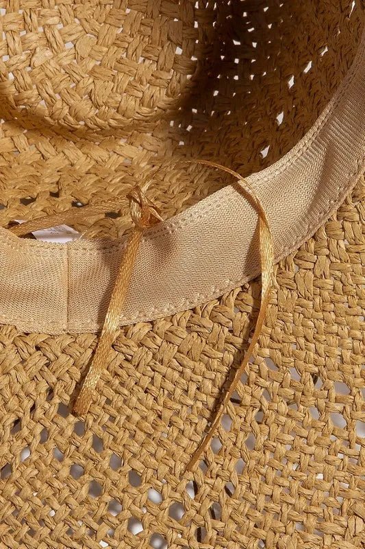 Fame Mixed Beaded Strap Western Fedora Straw Hat - Robbi & Angel