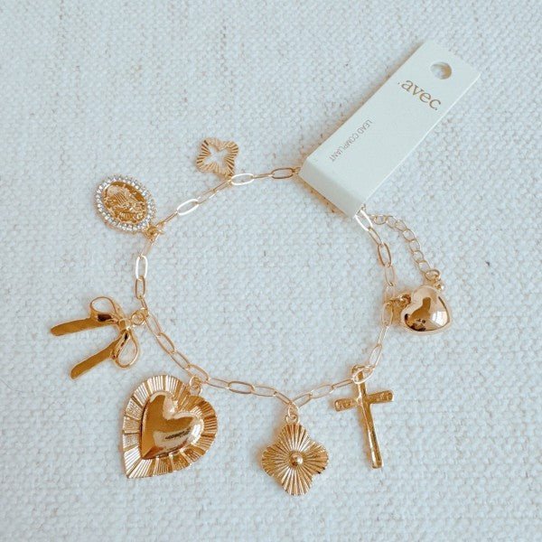 Big Heart 7 Charm Bracelet - Robbi & Angel