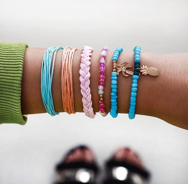 Summer Bracelet 6 Piece Set Rainbow Pineapple Palm - Robbi & Angel