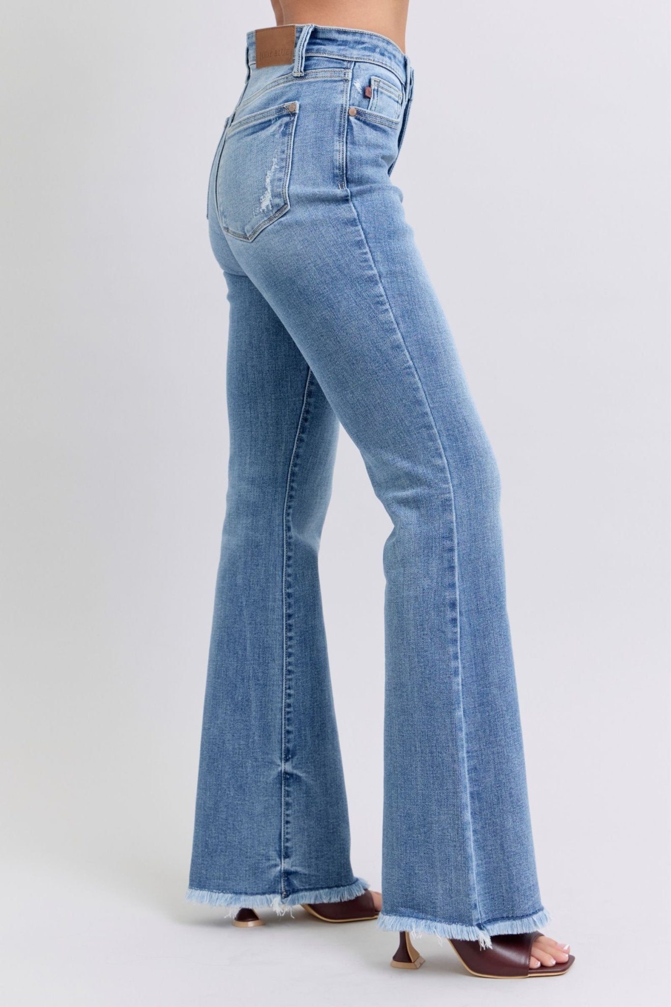 Judy Blue Full Size Raw Hem High Rise Bootcut Jeans - Robbi & Angel