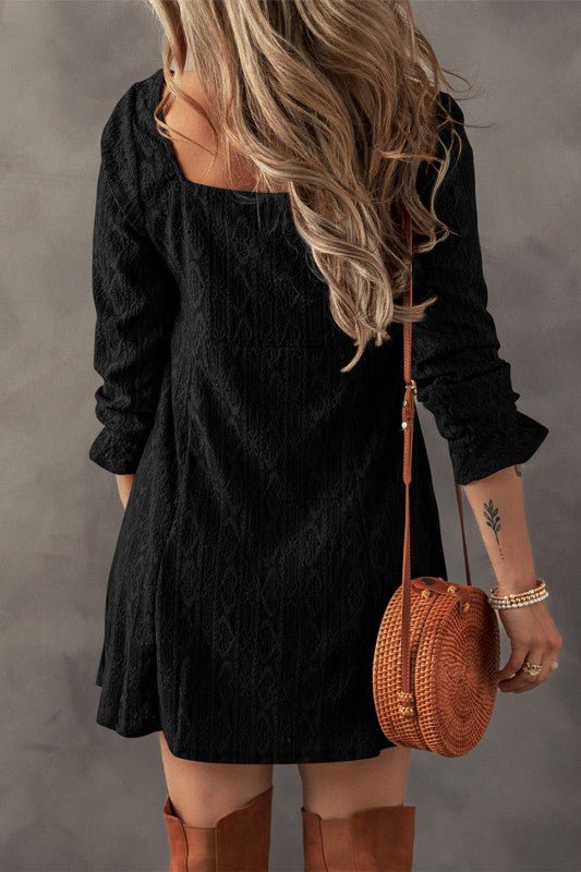 Elle Lace Crochet Buttoned Mini Dress - Robbi & Angel