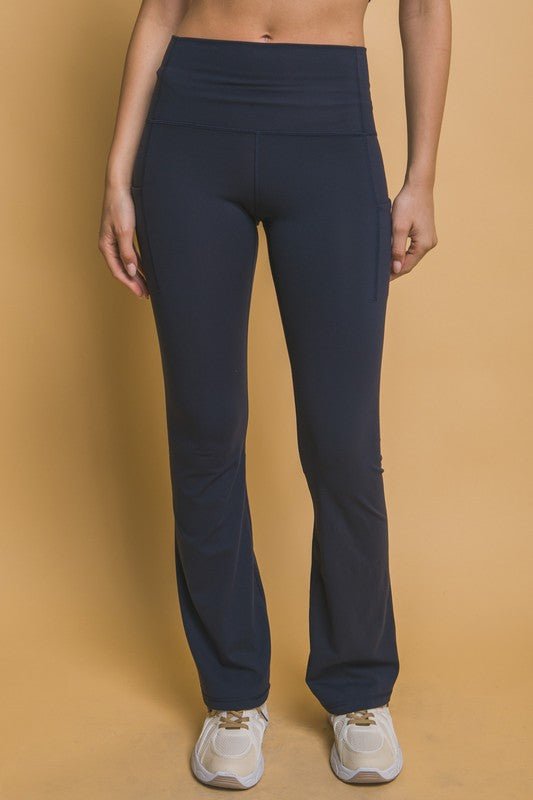 Love Tree High Waist Flare Active Leggings with Side Pockets - Robbi & Angel