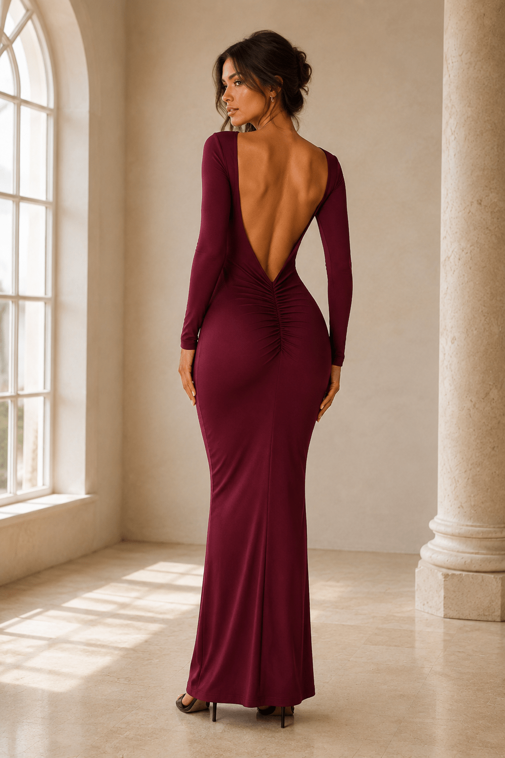 Ella Elegant Long Sleeve Backless Bodycon - Robbi & Angel